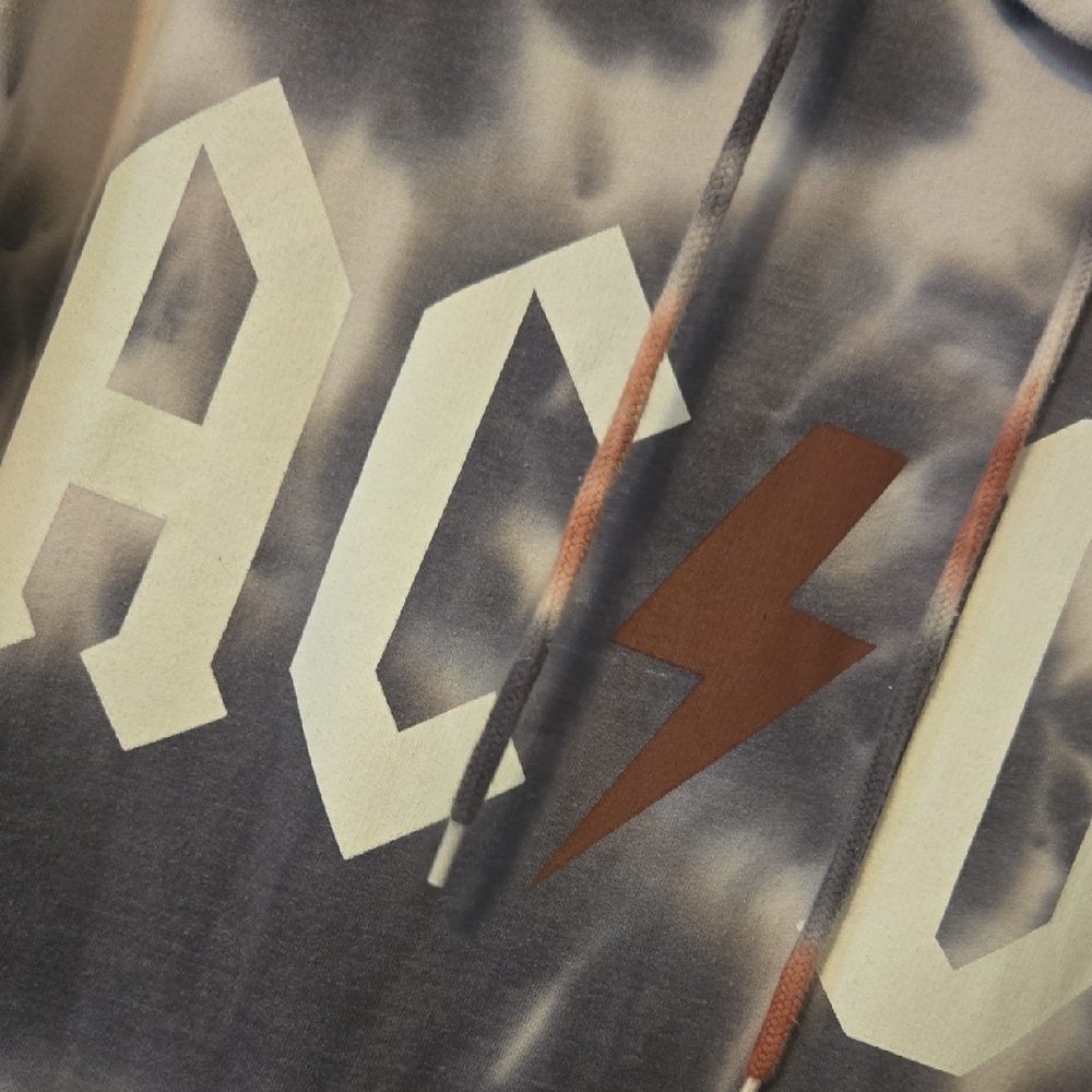 AC/DC Tie-Dye Hoodie - Grey, White And Rust Color - Picture 4 of 4